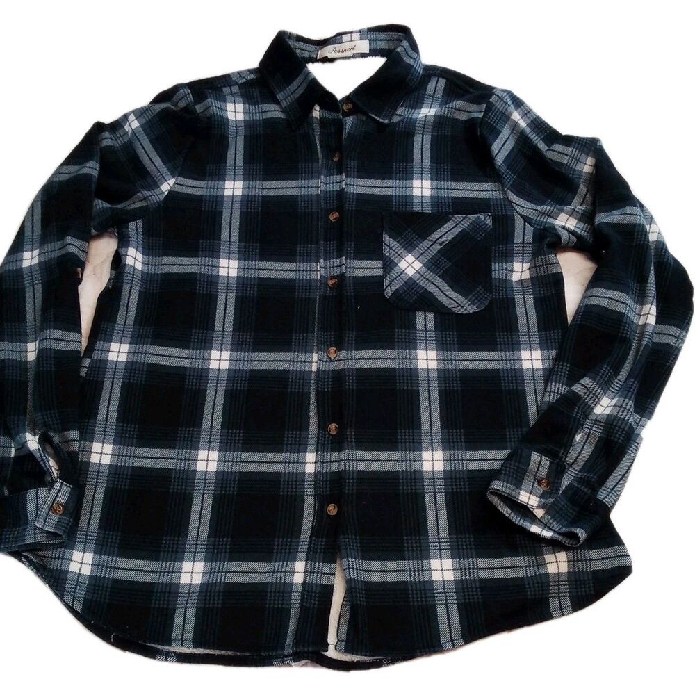 Women's Passport Soft Flannel Long Sleeve Fleece Line Shirt Size Large